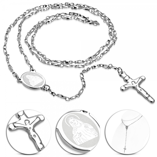 Colier ROZARIU Rosary din inox cu ionita si crucifix [1]